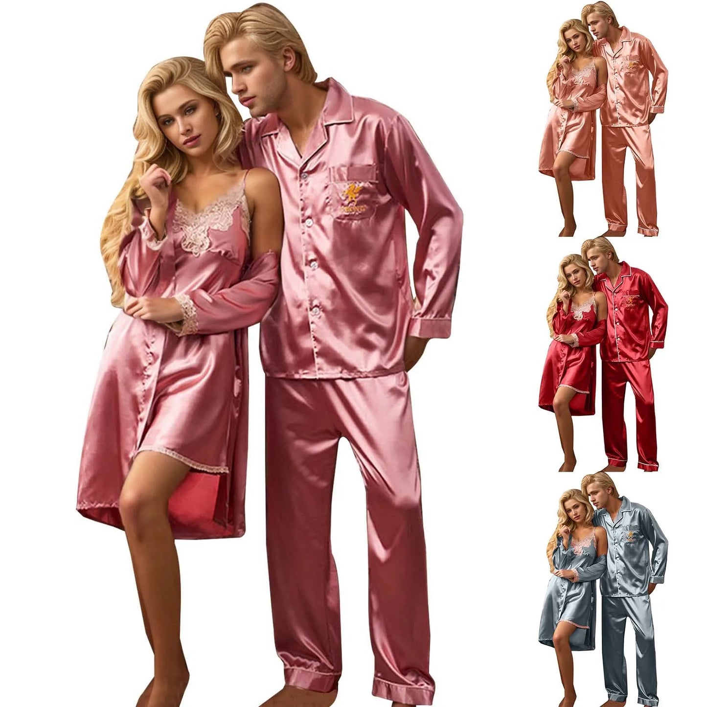 Couples Silk Casual Sleepwear Relaxing Pajamas