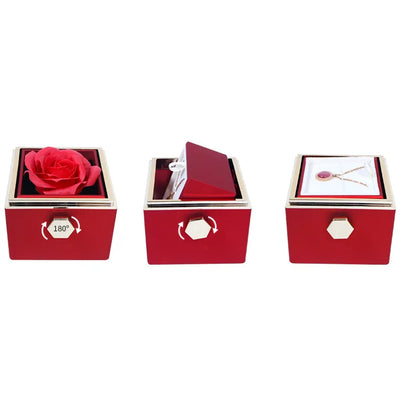 Whispers of Love: Multilingual Projection Necklace & Rotating Rose Box