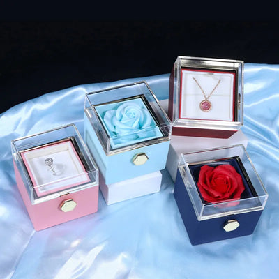 Whispers of Love: Multilingual Projection Necklace & Rotating Rose Box