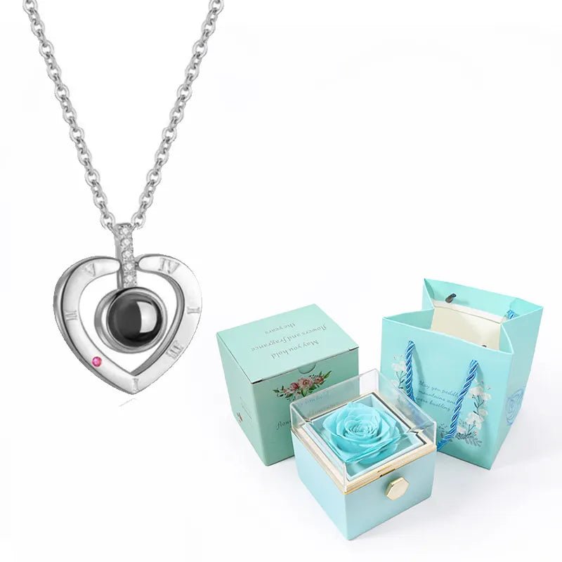 Whispers of Love: Multilingual Projection Necklace & Rotating Rose Box - My Special Person