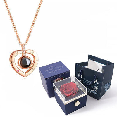 Whispers of Love: Multilingual Projection Necklace & Rotating Rose Box - My Special Person