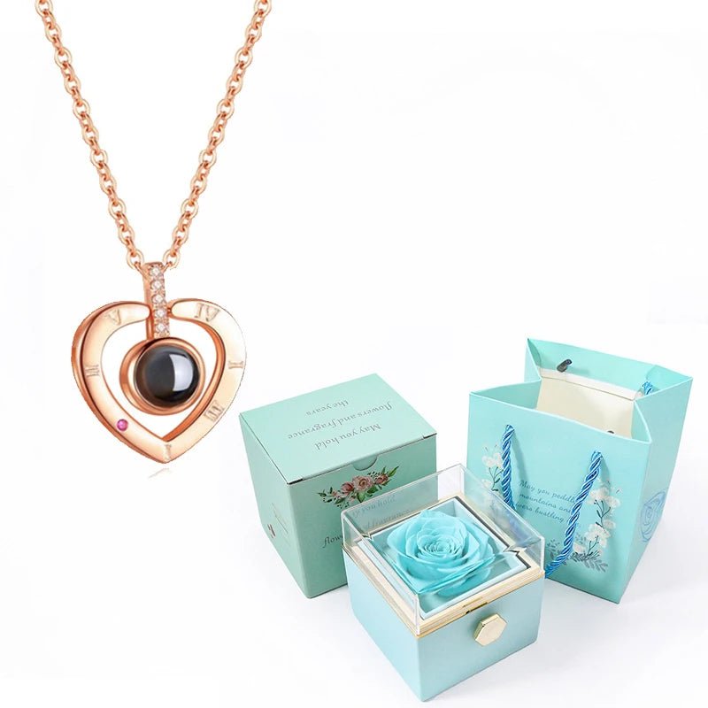 Whispers of Love: Multilingual Projection Necklace & Rotating Rose Box - My Special Person